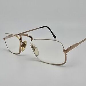 BerDel Sferoflex Gold Electroplated Semi Rimless Eyeglasses Frame w/ Flexhinge
